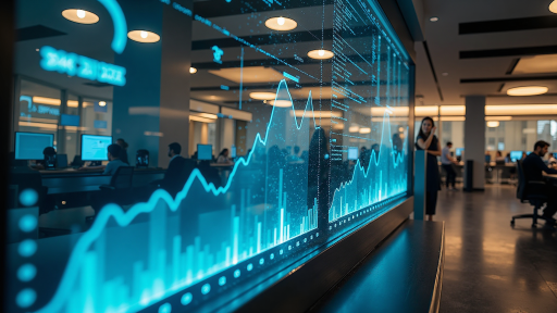 金融机构信息化系统建设现场,银行或金融公司内部的现代化办公环境,员工在使用电脑处理业务,展现金融科技的应用场景